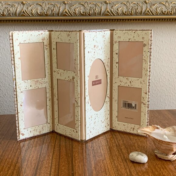 BURNES Folding Tabletop Trifold Collage Picture Frame Holds 7 Photos World Map - Picture 1 of 9